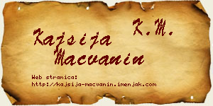 Kajsija Mačvanin vizit kartica